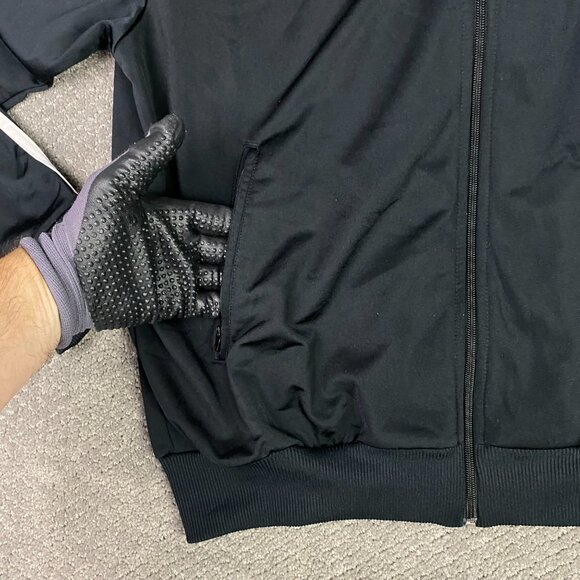 Vintage Y2K 2000s Adidas Track Jacket Men's XL Black 3 Stripes Trefoil Firebird - Picture 3 of 12